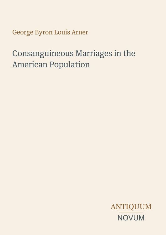 Produktbild: Consanguineous Marriages in the American Population