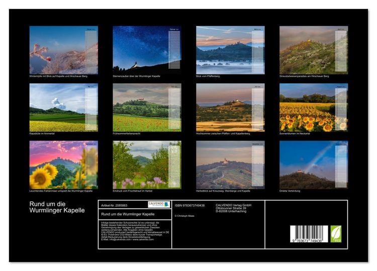 Produktbild: Rund um die Wurmlinger Kapelle (hochwertiger Premium Wandkalender 2026 DIN A2 quer), Kunstdruck in Hochglanz