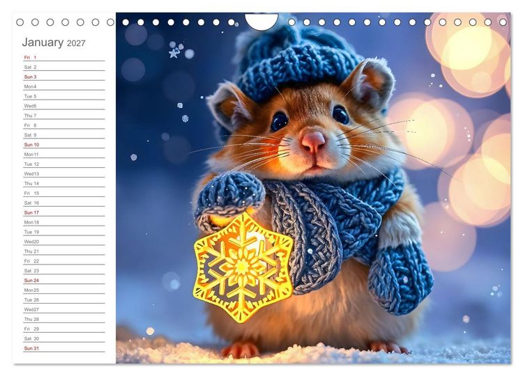 Produktbild: Hamster's Bedtime Calendar - Twelve magical dream worlds (Wall Calendar 2027 DIN A4 landscape), CALVENDO 12 Month Wall Calendar