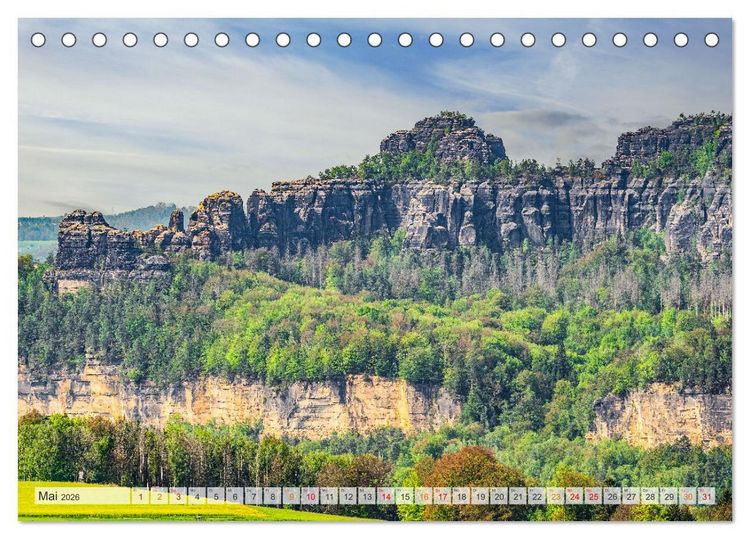 Produktbild: S&auml;chsische Schweiz - Wandern durch das Elbsandsteingebirge (Tischkalender 2026 DIN A5 quer), CALVENDO Monatskalender