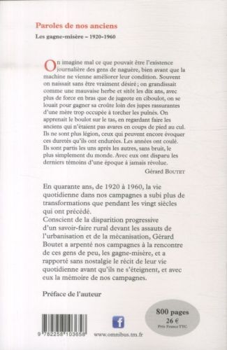Produktbild: Paroles de nos anciens : les gagne-mis&egrave;re, 1920-1960