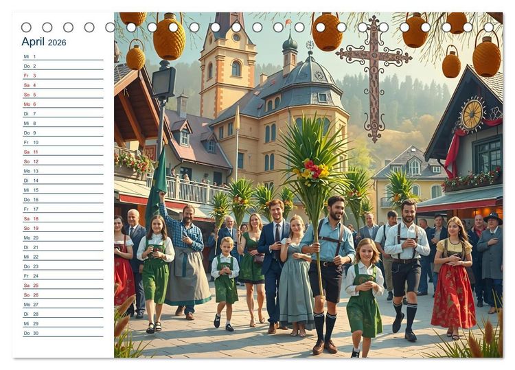Produktbild: Boarisch durchs Jahr - Feste Br&auml;uche und Lebenslust (Tischkalender 2026 DIN A5 quer), CALVENDO Monatskalender