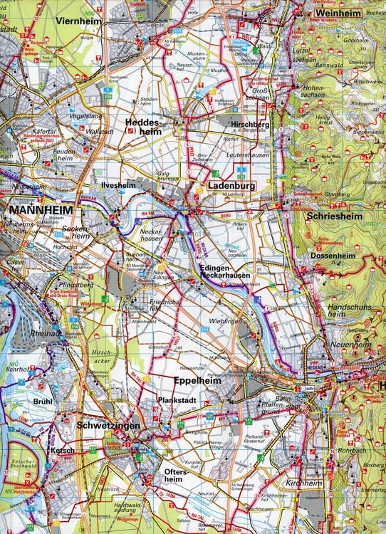 Produktbild: ADFC-Regionalkarte Region Rhein/Neckar, 1:75.000, mit Tagestourenvorschl&auml;gen, rei&szlig;- und wetterfest, E-Bike-geeignet, GPS-Tracks Download