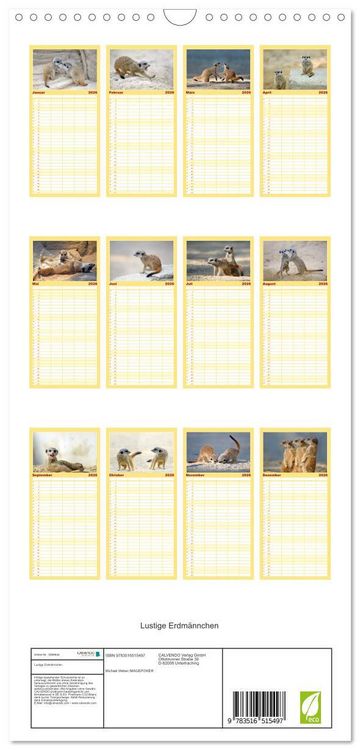 Produktbild: Familienplaner 2026 - Lustige Erdm&auml;nnchen mit 5 Spalten (Wandkalender, 21 x 45 cm) CALVENDO