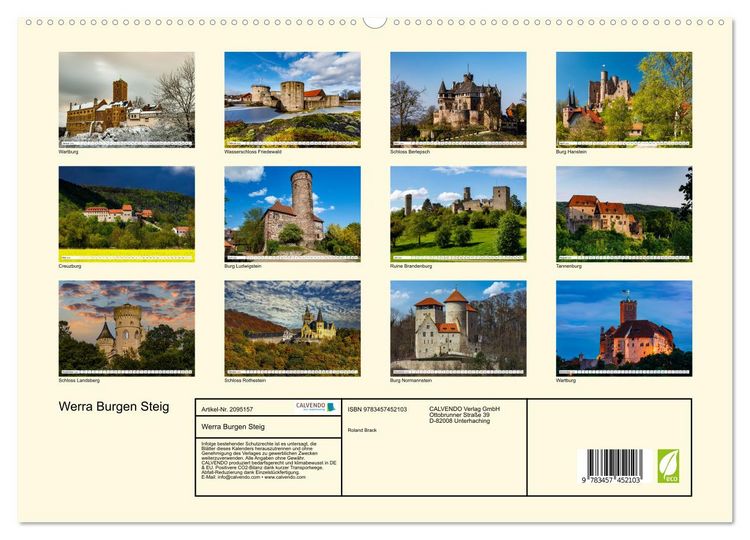 Produktbild: Werra Burgen Steig (hochwertiger Premium Wandkalender 2026 DIN A2 quer), Kunstdruck in Hochglanz