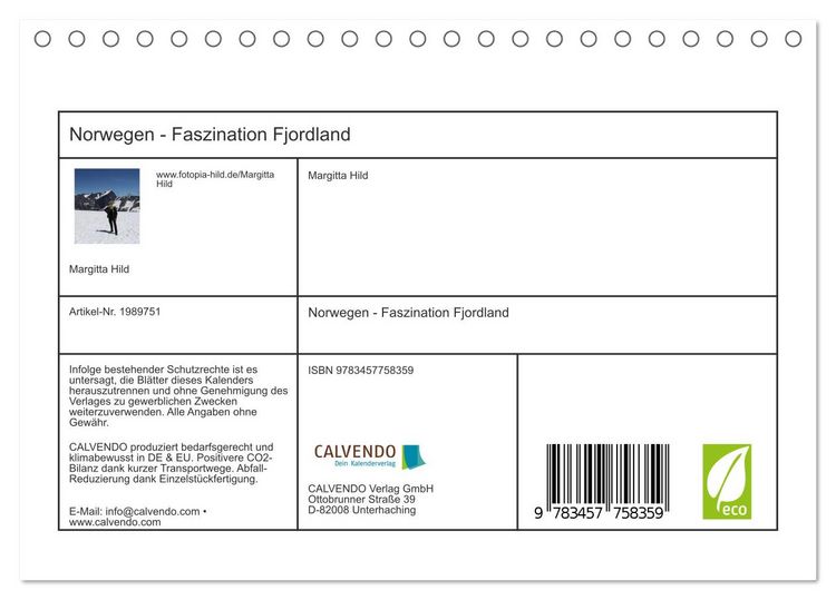 Produktbild: Norwegen - Faszination Fjordland (Tischkalender 2026 DIN A5 quer), CALVENDO Monatskalender