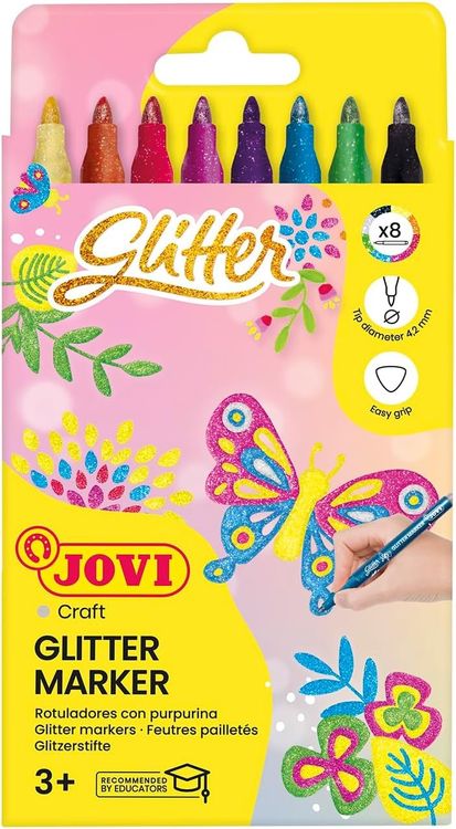 Produktbild: JOVI Faserschreiber ergonomic glitter, 8er Set