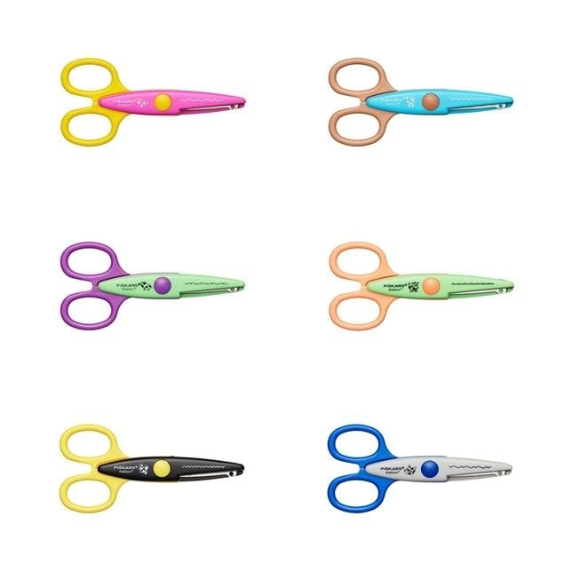 Produktbild: Fiskars Kidzors&trade; Kinder-Dekorscheren inkl. Tasche, 13 cm, Rechts- und Linksh&auml;nder, ab 4 Jahren, 6er Set