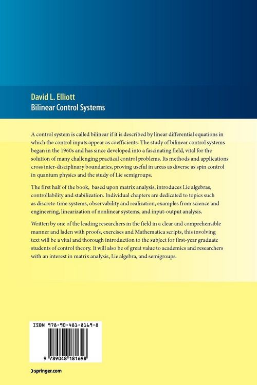 Produktbild: Bilinear Control Systems