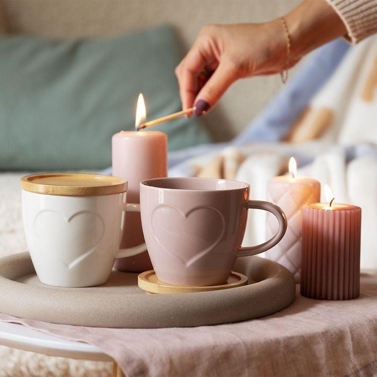 COZY Tasse mit Bambusdeckel (weiß)