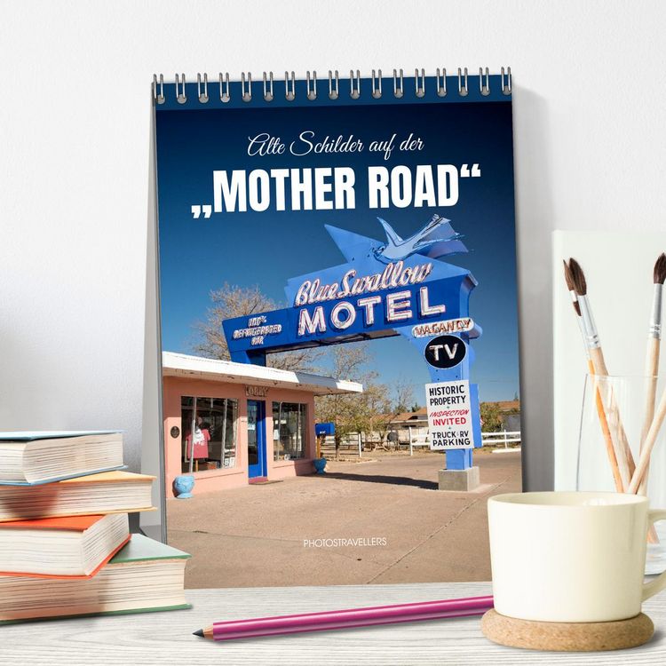 Produktbild: Alte Schilder an der &bdquo;Mother Road&ldquo; (Tischkalender 2026 DIN A5 hoch), CALVENDO Monatskalender