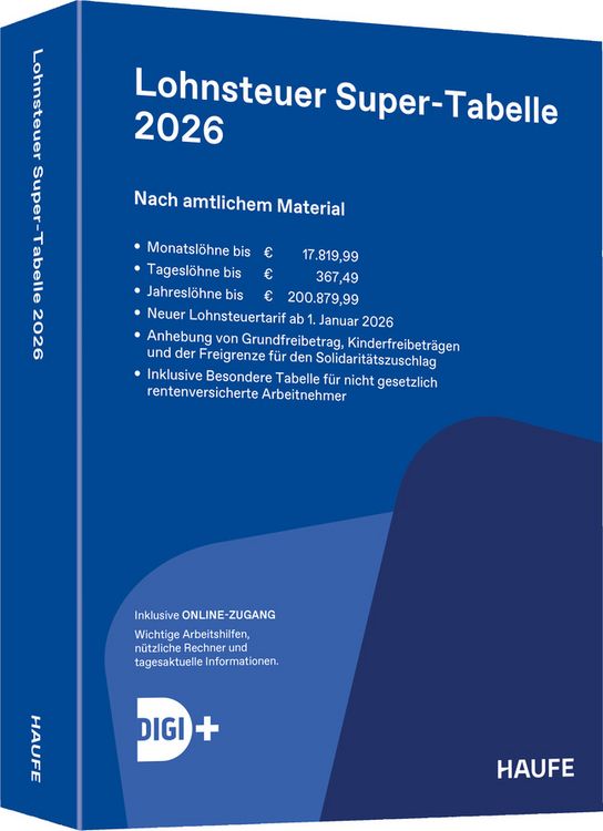 Produktbild: Lohnsteuer-Supertabelle 2026 inkl. Onlinezugang