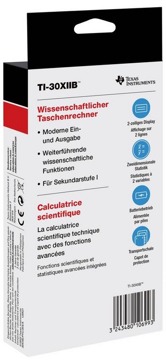 Produktbild: TEXAS INSTRUMENTS Schulrechner TI-30X II, Batteriebetrieb (CR2025)