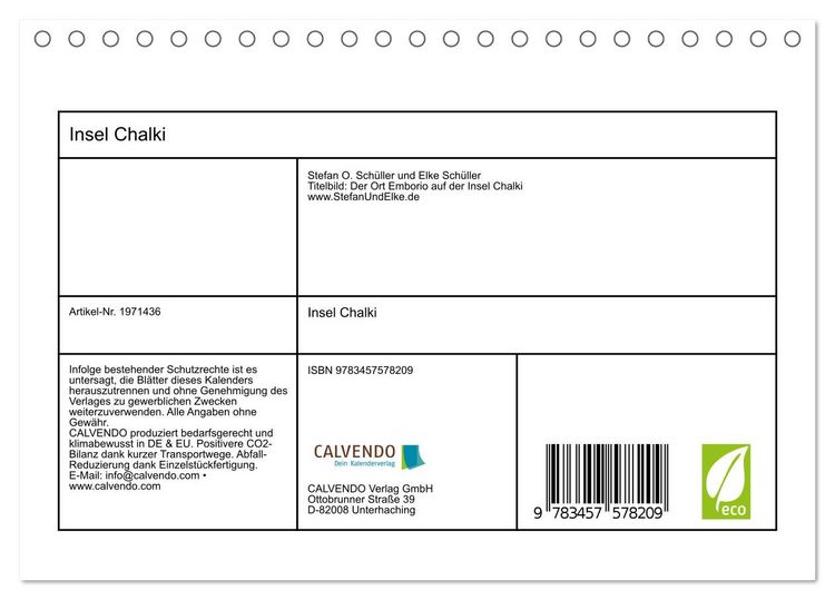 Produktbild: Insel Chalki (Tischkalender 2026 DIN A5 quer), CALVENDO Monatskalender