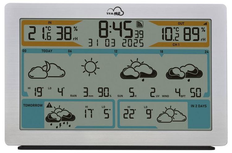 Produktbild: TFA Dostmann TFA.me ID-02 35.8100.54 WLAN-Wetterstation Vorhersage f&uuml;r 6 Tage Anzahl Sensoren max. 5