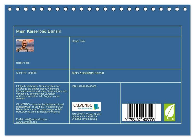 Produktbild: Mein Kaiserbad Bansin (Tischkalender 2026 DIN A5 quer), CALVENDO Monatskalender
