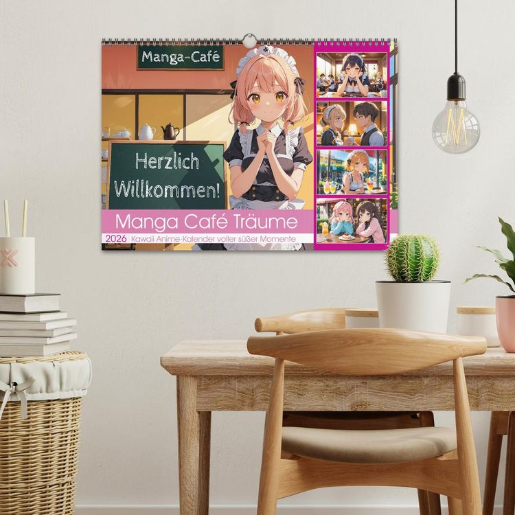 Produktbild: Manga Caf&eacute; Tr&auml;ume - Kawaii Anime-Kalender voller s&uuml;&szlig;er Momente (Wandkalender 2026 DIN A3 quer), CALVENDO Monatskalender