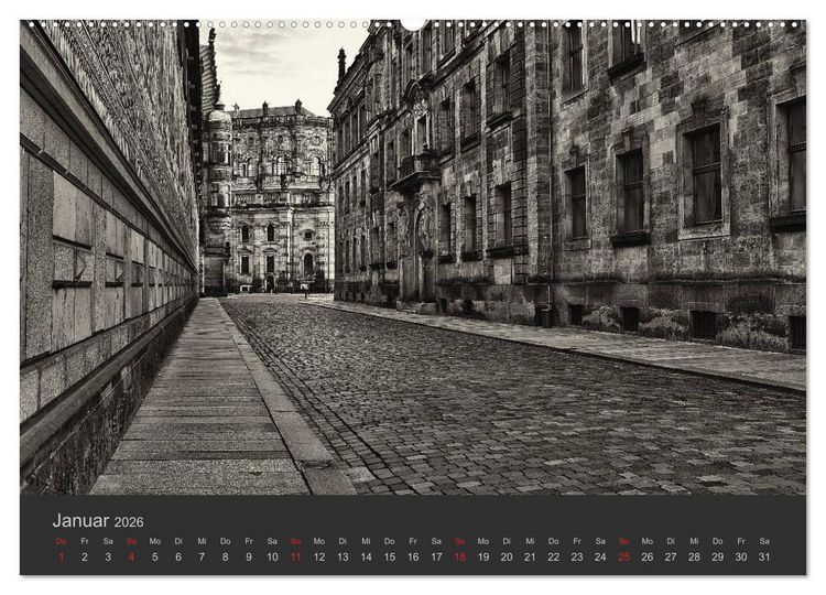 Produktbild: Dresden Schwarz Weiss 2026 (hochwertiger Premium Wandkalender 2026 DIN A2 quer), Kunstdruck in Hochglanz