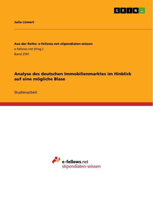 Produktbild: Analyse des deutschen Immobilienmarktes im Hinblick auf eine m&ouml;gliche Blase