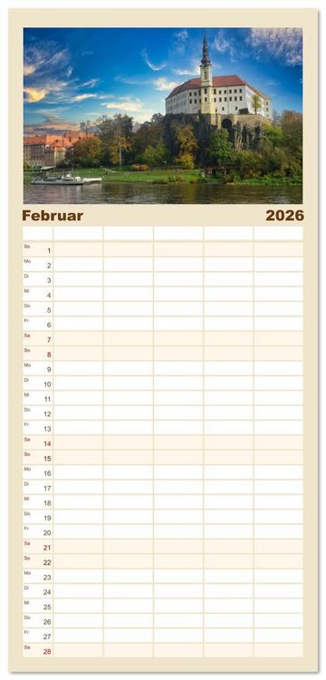 Produktbild: Familienplaner 2026 - Die malerische Elbe mit 5 Spalten (Wandkalender, 21 x 45 cm) CALVENDO