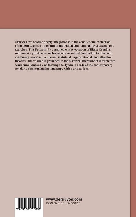 Produktbild: Theories of Informetrics and Scholarly Communication