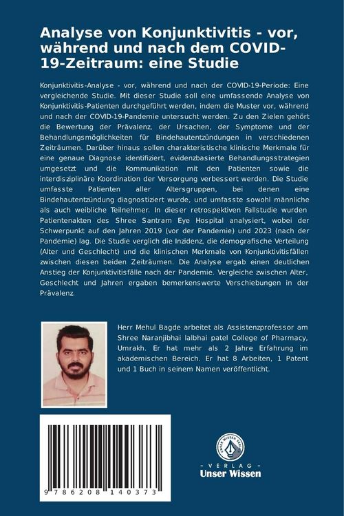 Produktbild: Analyse von Konjunktivitis - vor, w&auml;hrend und nach dem COVID-19-Zeitraum: eine Studie
