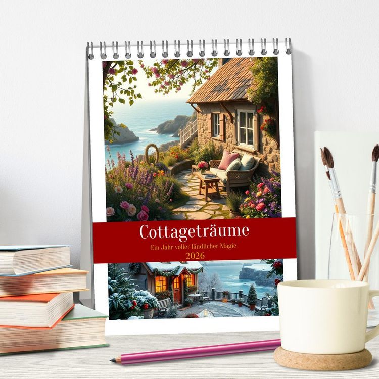 Produktbild: Cottagetr&auml;ume - Ein Jahr voller l&auml;ndlicher Magie (Tischkalender 2026 DIN A5 hoch), CALVENDO Monatskalender