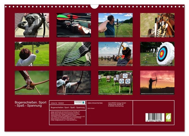 Produktbild: Bogenschie&szlig;en. Sport - Spa&szlig; - Spannung (Wandkalender 2026 DIN A3 quer), CALVENDO Monatskalender