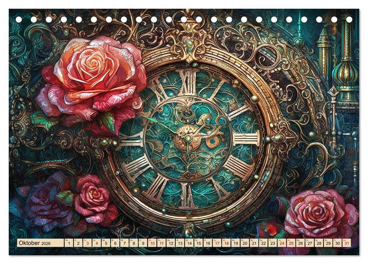 Produktbild: Floraler Steampunk (Tischkalender 2026 DIN A5 quer), CALVENDO Monatskalender