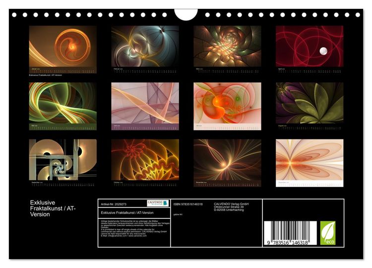 Produktbild: Exklusive Fraktalkunst / AT-Version (Wandkalender 2026 DIN A4 quer), CALVENDO Monatskalender