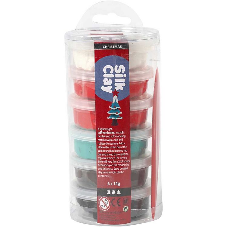 Produktbild: Creativ Company Silk Clay&reg;, Weihnachtsfarben, 6x14 g