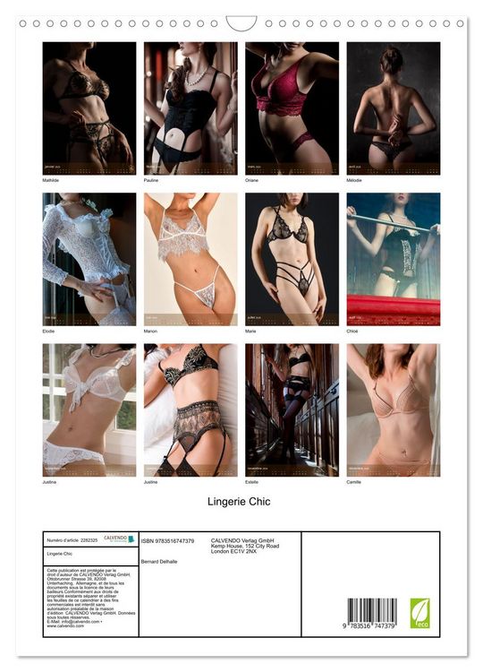 Produktbild: Lingerie Chic (Calendrier mural 2026 DIN A3 horizontal), CALVENDO calendrier mensuel