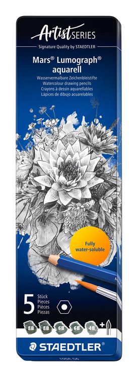 Produktbild: STAEDTLER Bleistifte Lumograph Aquarell Bleistifte, 6er Set, 5 Bleistifte + 1 Pinsel