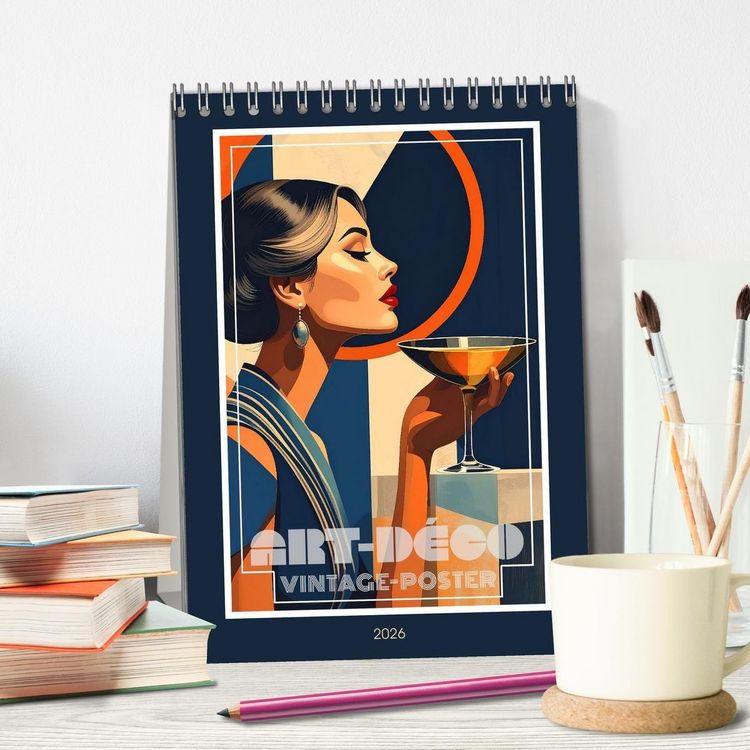 Produktbild: Art-D&eacute;co Vintage-Poster (Tischkalender 2026 DIN A5 hoch), CALVENDO Monatskalender