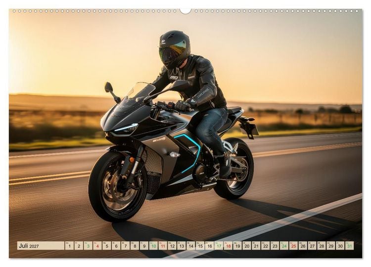 Produktbild: E-Motorrad-Biker (hochwertiger Premium Wandkalender 2027 DIN A2 quer), Kunstdruck in Hochglanz