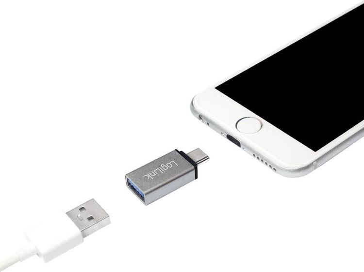 Produktbild: LogiLink USB 3.2 Gen 1 (USB 3.0) Adapter [1x USB-C&reg; Stecker - 1x USB 2.0 Buchse Micro-B, USB 3.2 Gen 1 Buchse A (USB 3.0)] AU0040