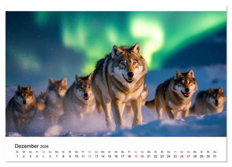 Produktbild: Im Reich der W&ouml;lfe (Wandkalender 2026 DIN A2 quer), CALVENDO Monatskalender