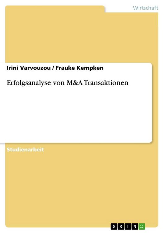Produktbild: Erfolgsanalyse von M&A Transaktionen