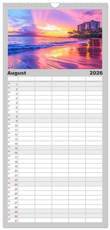 Produktbild: Familienplaner 2026 - Traumhafte Str&auml;nde mit 5 Spalten (Wandkalender, 21 x 45 cm) CALVENDO