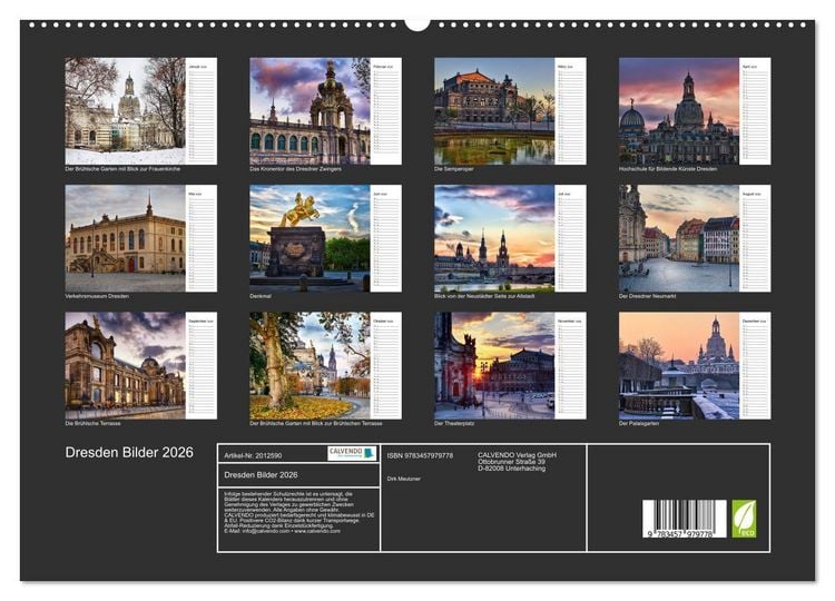 Produktbild: Dresden Bilder 2026 (hochwertiger Premium Wandkalender 2026 DIN A2 quer), Kunstdruck in Hochglanz