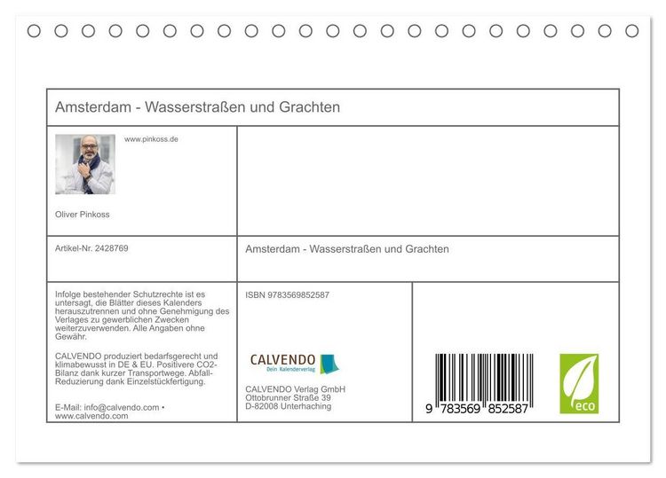 Produktbild: Amsterdam - Wasserstra&szlig;en und Grachten (Tischkalender 2027 DIN A5 quer), CALVENDO Monatskalender