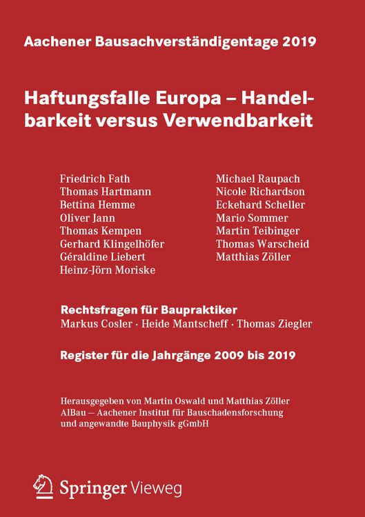 Produktbild: Aachener Bausachverst&auml;ndigentage 2019