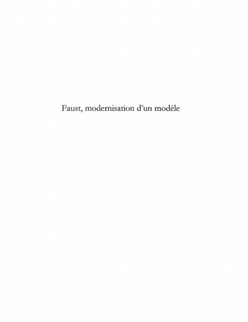 Produktbild: Faust modernisation d'un modele