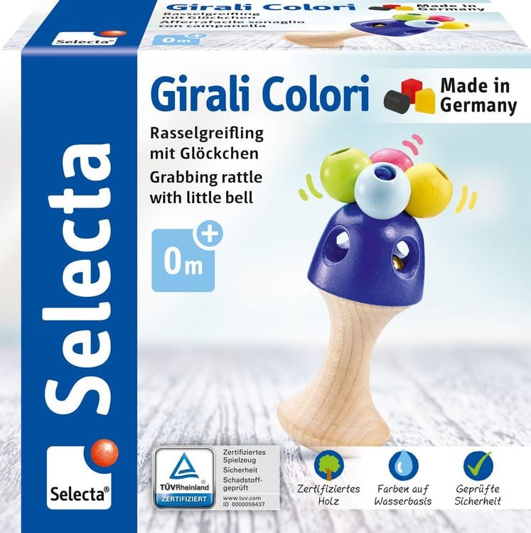 Produktbild: Selecta 61062 - Greifling, Girali Colori, Rassel mit Gl&ouml;ckchen, Holz, 10 cm