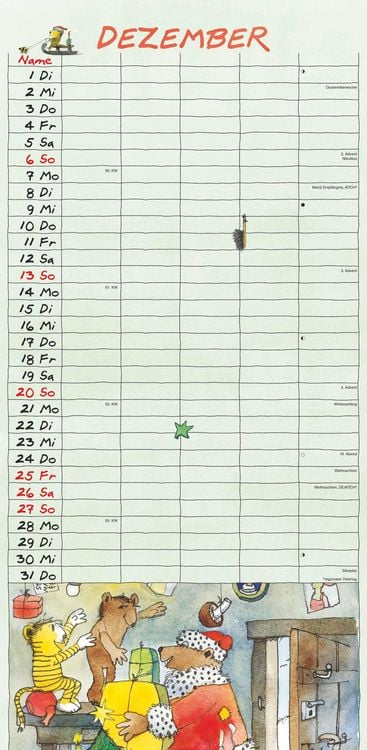 Produktbild: Janosch 2026 Familienplaner - Familien-Timer - Termin-Planer - Kinder-Kalender - Familien-Kalender - 22x45