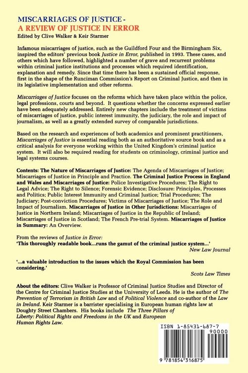 Produktbild: Miscarriages of Justice (a Review of Justice in Error)