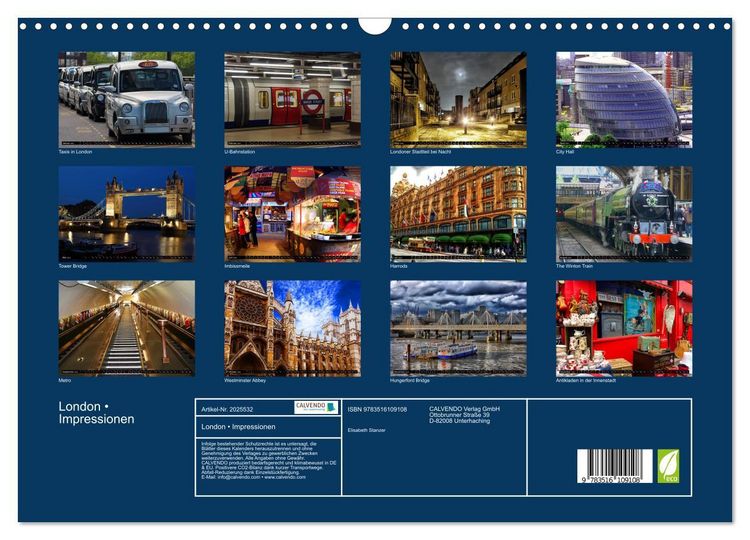 Produktbild: London &bull; Impressionen (Wandkalender 2026 DIN A3 quer), CALVENDO Monatskalender