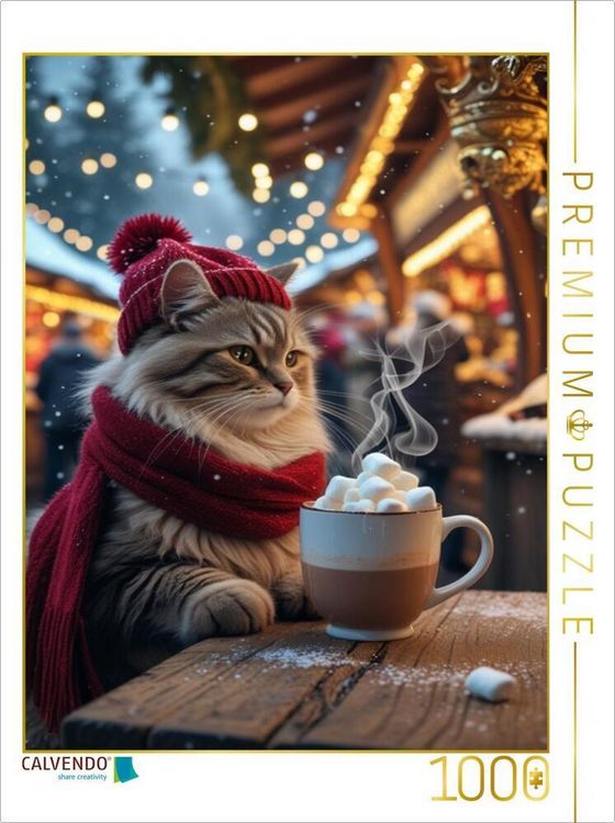 Produktbild: CALVENDO Puzzle Winterkatze mit hei&szlig;em Kakao - niedliches Weihnachtsbild f&uuml;r Katzenfreunde

Winterkatze mit hei&szlig;er Schokolade - gem&uuml;tliches Weihnachts