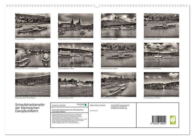 Produktbild: Schaufelraddampfer der S&auml;chsischen Dampfschiffahrt (hochwertiger Premium Wandkalender 2026 DIN A2 quer), Kunstdruck in Hochglanz