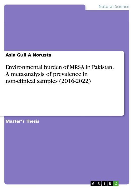 Produktbild: Environmental burden of MRSA in Pakistan. A meta-analysis of prevalence in non-clinical samples (2016-2022)